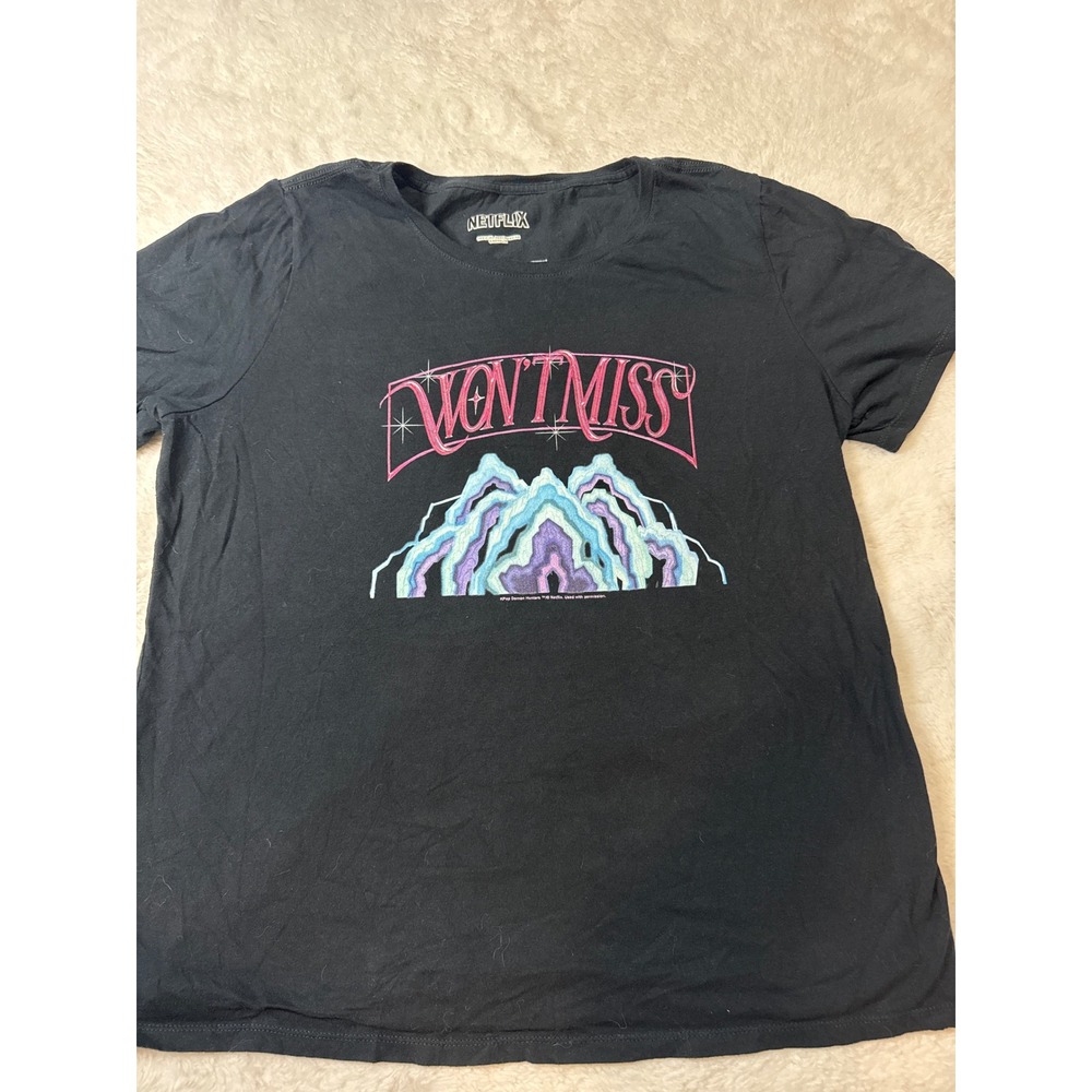 Netflix T-Shirt Womens 1X Black Excellent KPop Demon Hunters Graphic Tee